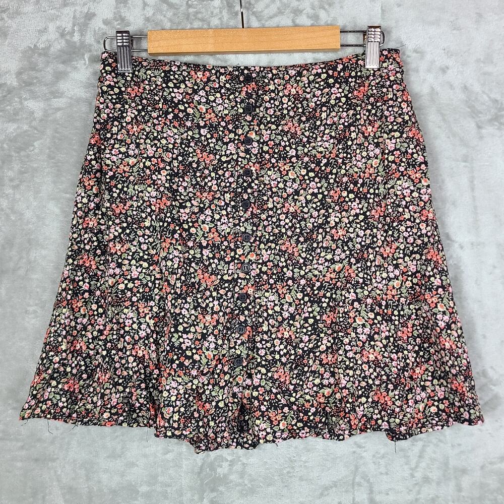 Japna Multicolor Ditsy Floral Button Front Mini Skirt Whimsical Fairycore Size L